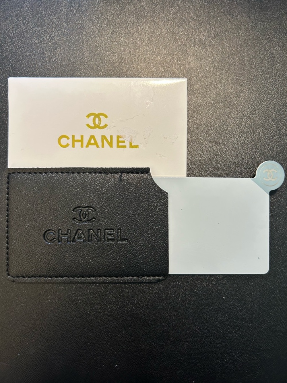 New CHANEL Pocket Mirror with Black Leather Sleeve